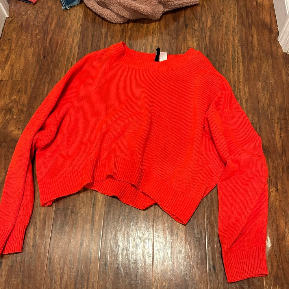 cropped red sweater